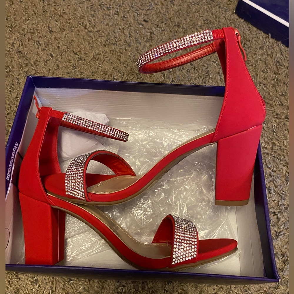 Red rhine stone heels